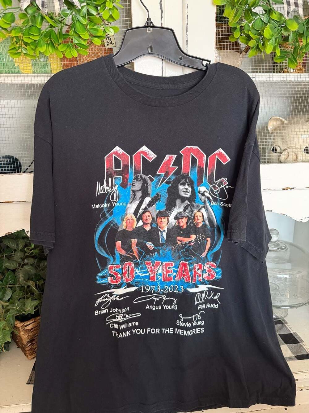 AC/DC 50 Years Anniversary Band T-Shirt 1973-2023 Black Graphic Tee